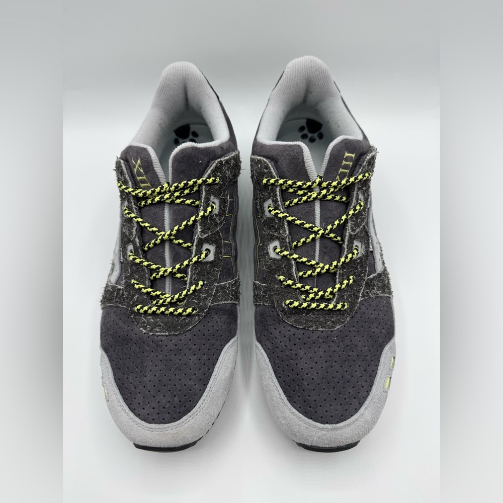 Asics Gel Lyte III Charcoal and Light Gray Sneakers with Yellow Accents